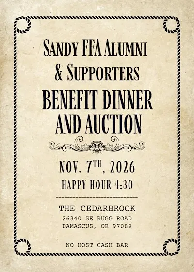 2026 Sandy FFA Alumni & Supporters Benefit Dinner and Auction