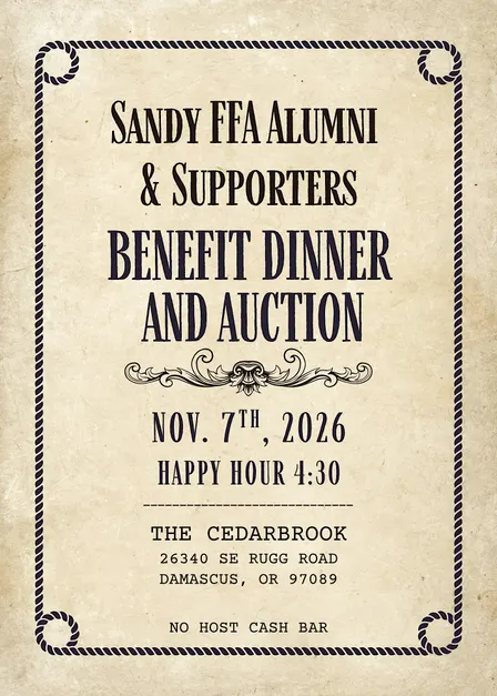 2026 Sandy FFA Alumni & Supporters Benefit Dinner and Auction