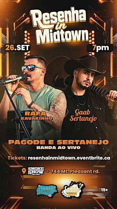 RESENHA in MIDTOWN - PAGODE & SERTANEJO . Show ao vivo