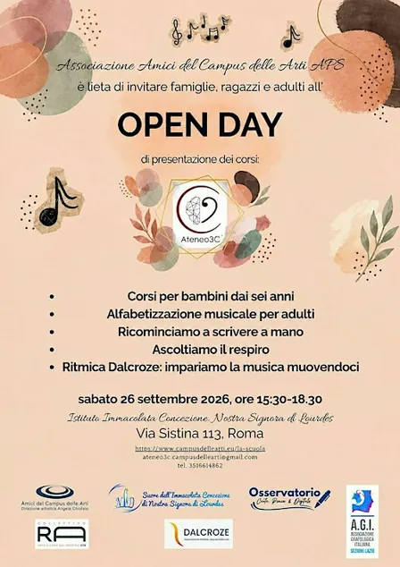 OPEN DAY ATENEO3C a Roma - Musica, Corpo, Scrittura e Creatività