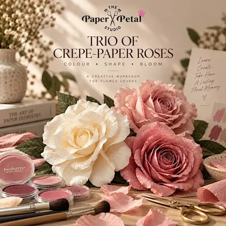 Trio of Crepe-Paper Roses: Colour, Shape & Bloom