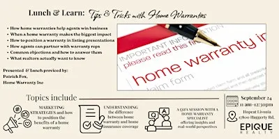 Home Warranty 101- Lunch and Learn for Realtors