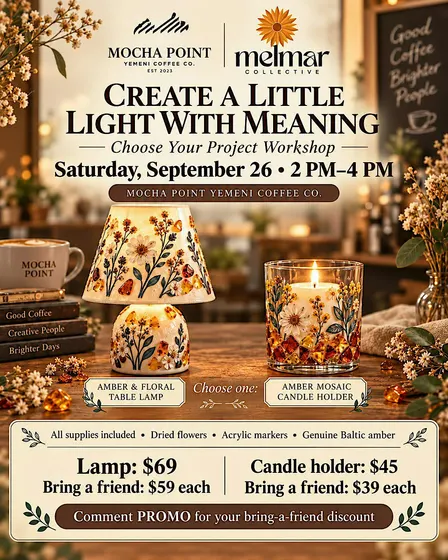 Amber & Floral Lamp or Candle Holder Workshop | Mocha Point