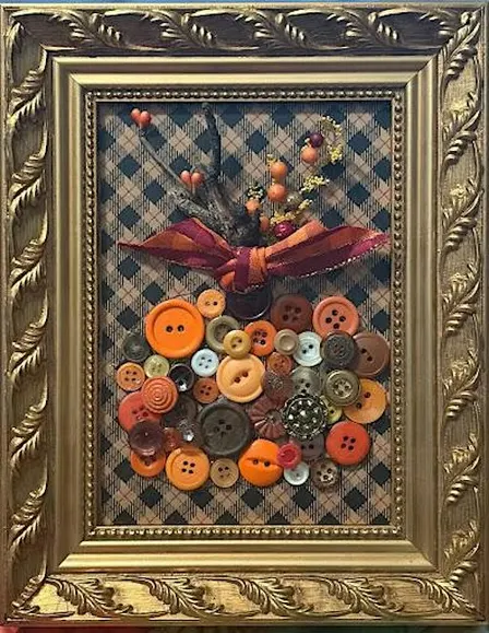 Vintage Button Pumpkin Art