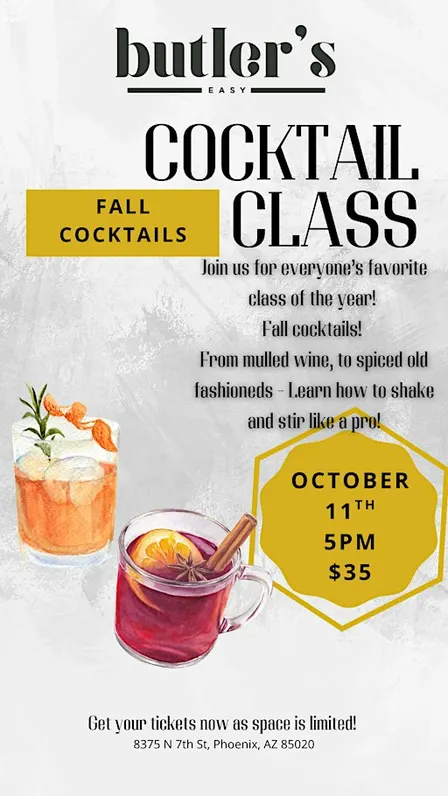 Fall Cocktail Class at Butler's Easy