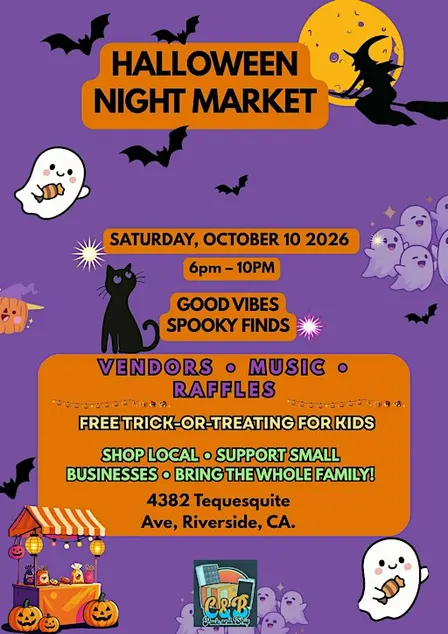 Halloween Night Market with vendors, music and free trick or treating.