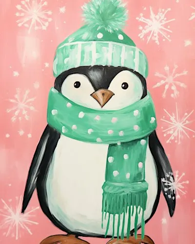 Paint & Sip Night – Cute Xmas Penguin | South Brisbane