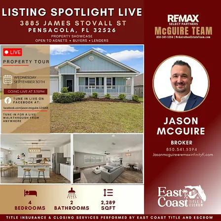 Listing Spotlight LIVE™ | 3885 James Stovall St, Pensacola