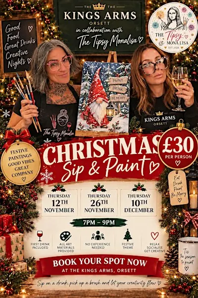 Christmas Theme Sip&Paint Kings Arms Orsett 10th December