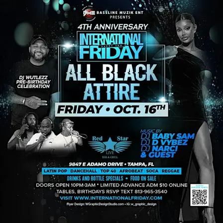 INTERNATIONAL FRIDAY TAMPA- ALL BLACK ATTIRE AFFAIR