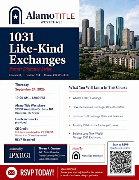 1031 Like-Kind Exchanges: Tax-Deferred Investing + TREC CE