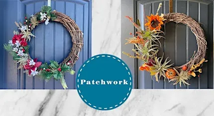 Patchwork Fall or Holiday Air Plant Wreaths Craft Workshop