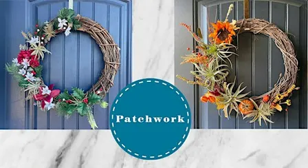 Patchwork Fall or Holiday Air Plant Wreaths Craft Workshop