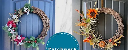 Patchwork Fall or Holiday Air Plant Wreaths Craft Workshop