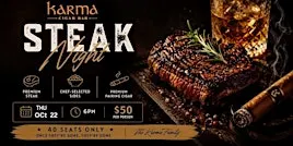 Steak Night at Karma Cigar Bar —October 22