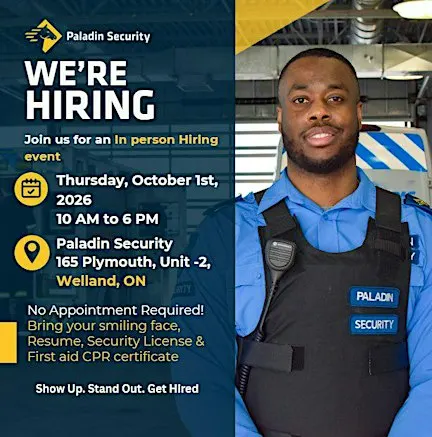 In person Hiring Event - Paladin Security - Niagara Region