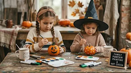 Kids' Mini Pumpkin Painting & Free Cocoa at Grace Coffee! ☕