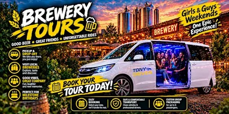 Greenville Brewery & Party Van Tour (Karaoke, Lights & Up to 6 Guest)