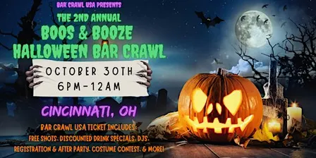 Cincinnati Boos & Booze Halloween Bar Crawl: 2nd Annual, by Bar Crawl USA