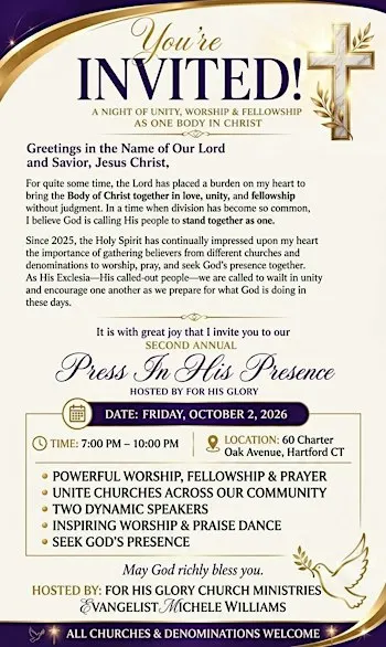 PRESS IN HIS PRESENCE
