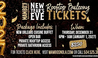2027 New Year's Eve Balcony / Rooftop Tickets @ Mambo's