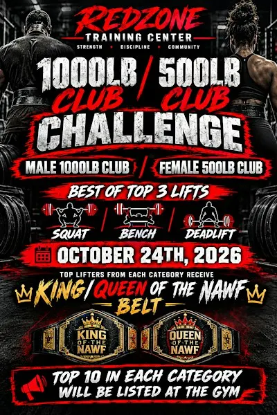 Redzone 1000/500lb Club Challenge