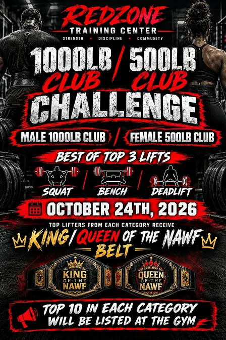 Redzone 1000/500lb Club Challenge