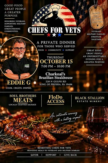 Chefs for Vets Private Dinner featuring Chef Eddie G