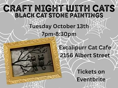 Craft Night with Cats - Black Cat Stone Paintings