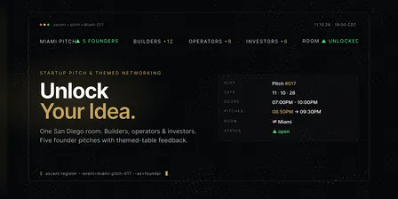 Startup Pitch & Themed Networking Miami | Unlock Your Idea