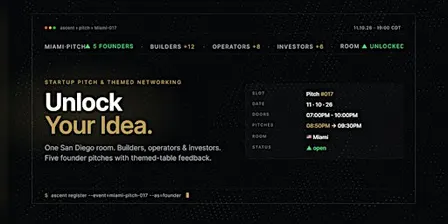 Startup Pitch & Themed Networking Miami | Unlock Your Idea