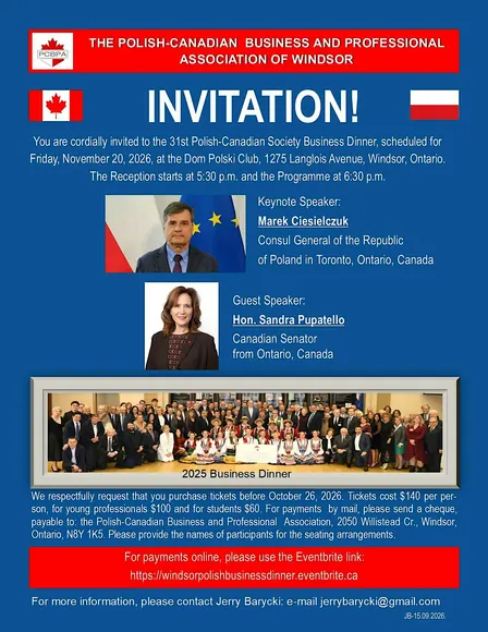 31st Annual Polish-Canadian Society Business Dinner