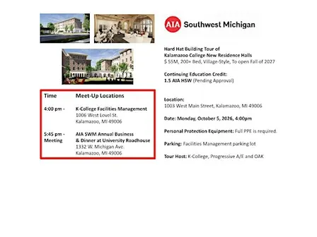 AIA SWM - Hard Hat Building Tour of Kalamazoo College New Residence Halls