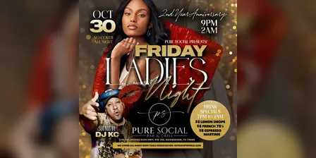 Pure Social Friday Ladies Night DJ KC