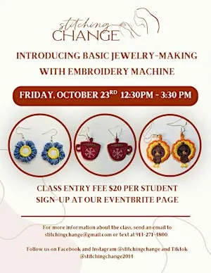Jewelry-making with Embroidery Machine Class