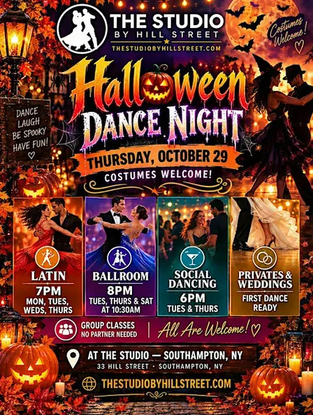 Halloween Latin & Ballroom Dance Party, Southampton NY