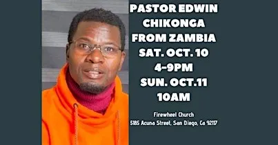 Pastor Edwin from Zambia - dinner included in registration
