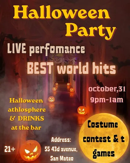 Halloween party with Live Russian and Worldwide dance hits
