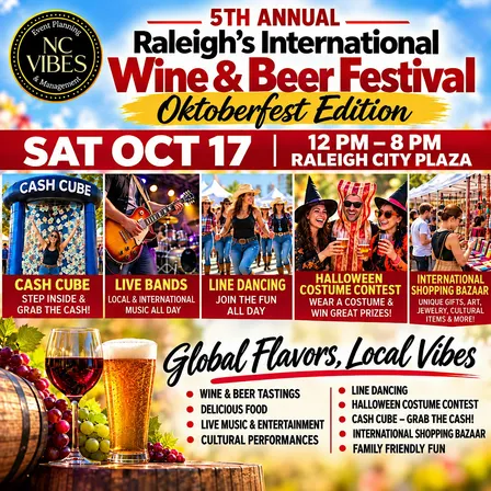 Raleigh's 5th Annual International Wine & Beer Oktoberfest! FREE Admission