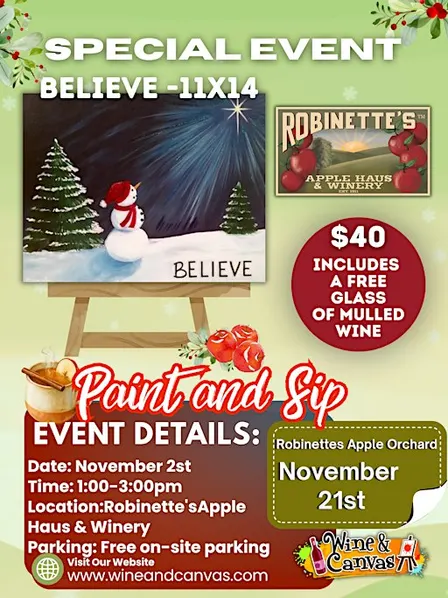 Believe-11x14-Robinette's Apple Haus & Winery-Paint and Sip