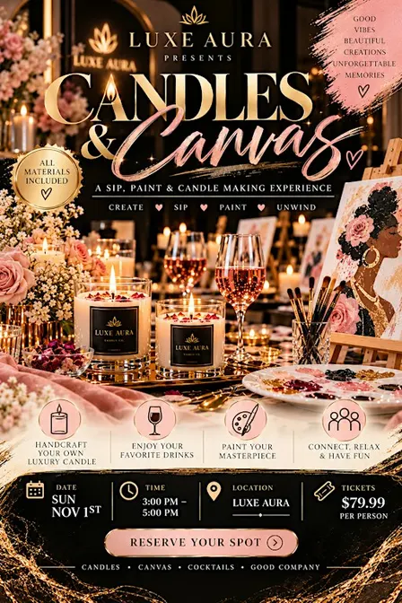Luxe Candles & Canvas: A Luxury Sip, Paint & Candle-Making Experience