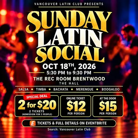 Sunday Latin Social at The Rec Room Brentwood | Oct 18th