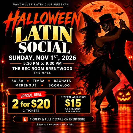 Halloween Latin Social at The Rec Room Brentwood | Nov 1st