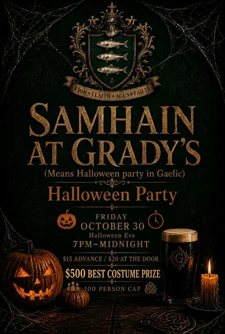 SAMHAIM @ Grady's Public House (DJ and Halloween Party)
