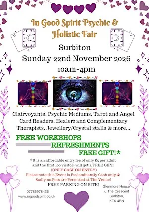 In Good Spirit Psychic & Holistic Fair! - Surbiton - Sunday 22nd Nov 2026
