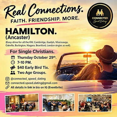 "Christian Speed Dating" Hamilton , Thursday. October. 29th, 7-10pm.