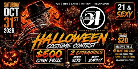Halloween 2026 at Club 54 Pasadena | 3 Dance Floors | Costume Party