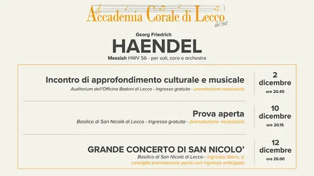 Messiah di Haendel: prova aperta con soli, coro e orchestra