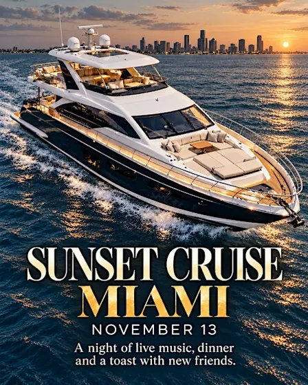 Sunset Cruise & Dinner on Mega Yacht in Miami