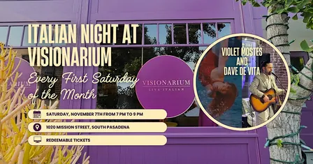 Rooftop Italian Night at Visionarium with Dave De Vita & Violet Mostes